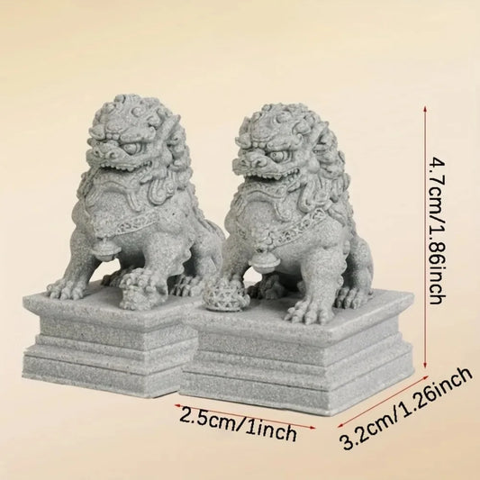 Chinese Guardian Lion Statues – Feng Shui Decorative Figurines for Home &amp; Office Decor